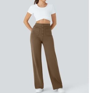Halara Stretch Chic Brown High-Waisted Pants